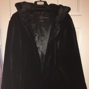 Pamela McCoy Black Faux Fur Mink Short Coat 1X
